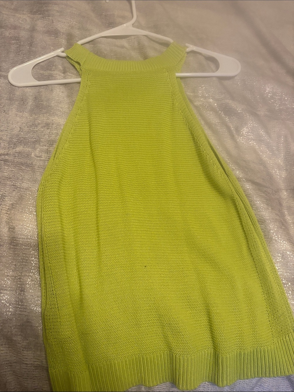Women's Lime Green Knit Halter Tank Top